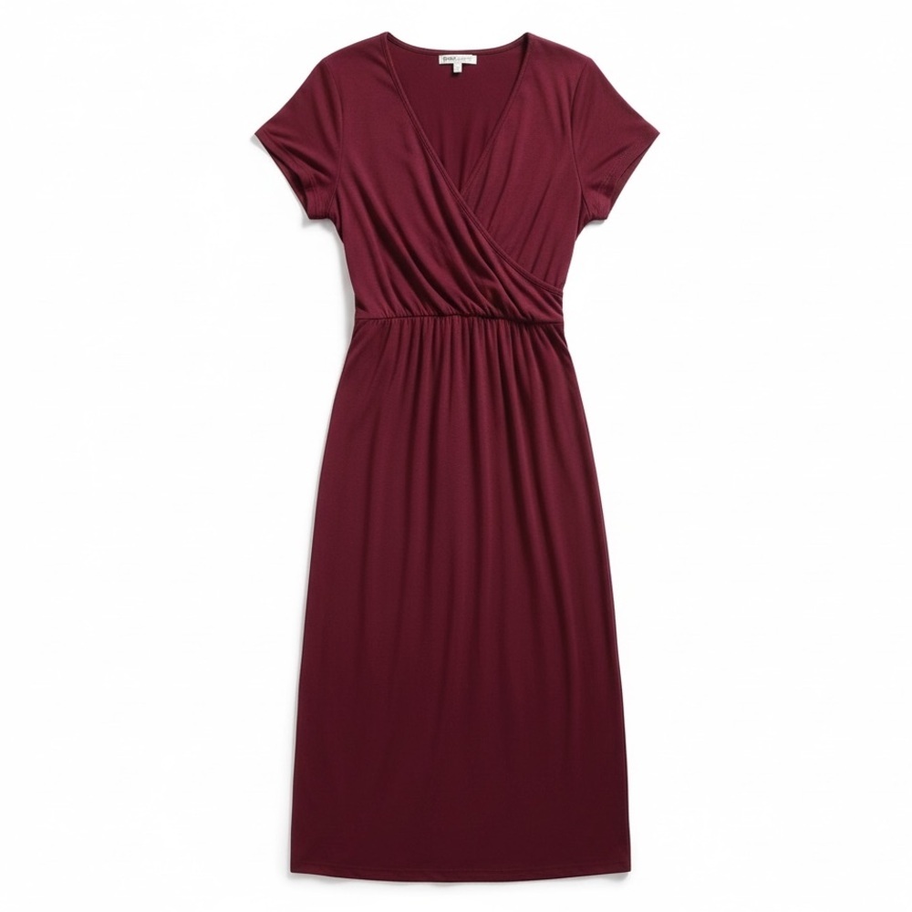 Meri Skye Faux Wrap Maxi Dress XL | Wine Burgundy | Stretch Knit​